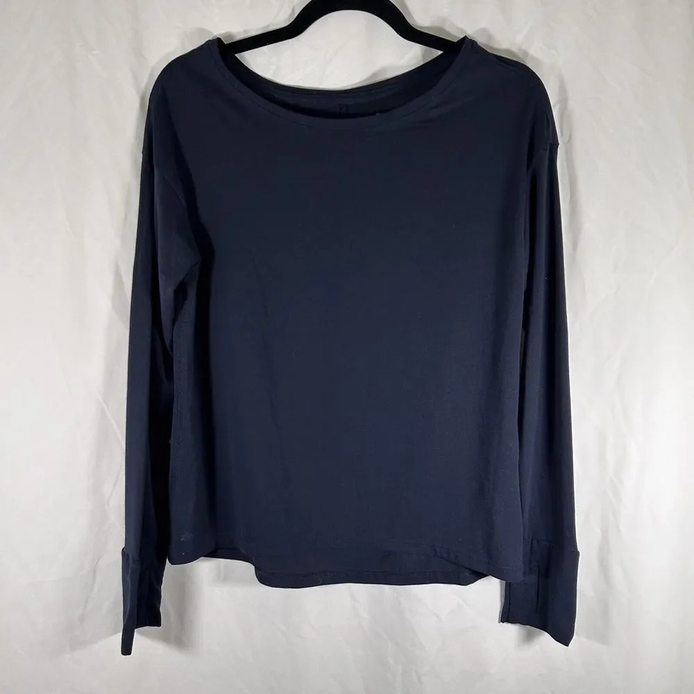 Athleta Top Women's XS Black Long Sleeve Round Neck Stretchy Pullover Top